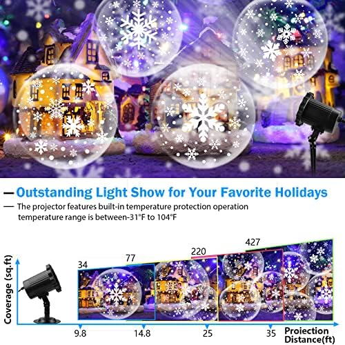 2022 mais nova queda de neve, projetor de luz de Natal, projector de luz de férias externas de férias externas, lâmpada
