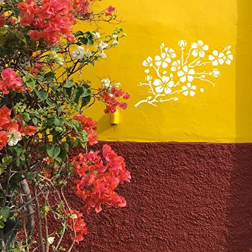 Lymssess Blossom Stencils para pintar na madeira 5 x 6, estênceis de flores reutilizáveis ​​para pintar nas paredes, pequenos