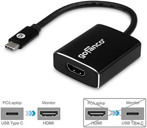 Gofanco USB-C para HDMI 2.0 Adaptador-Thunderbolt 3 Compatível, para /17 MacBook Pro, MacBook, Chromebook Pixel, suportando