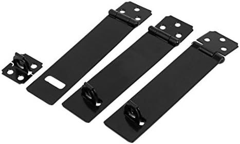 Aexit 6 Longo Hardware Cabinets de segurança Padlock Porta Tighting Metal Hasp Staple Conjunto Black 3pcs Modelo: 92AS210QO292
