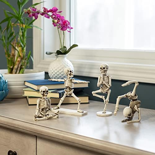 Coleções de classe Yoga Pose Skeletons Tom de marfim de 6 polegadas Figuras do conjunto de 4