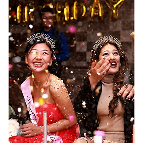 AOPrie Birthday Queen Crown & Sash for Women Gold Birthday Tiara for Girls Aniversário Queen Banda da cabeça Princesa