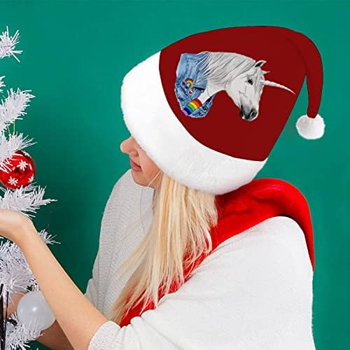 Chapéu legal de Natal de Unicorn Papai Noel Hats de Natal engraçados Chapéus de festa para mulheres/homens