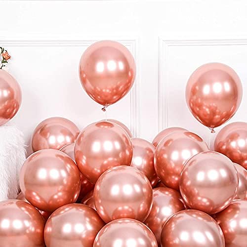 Balões de ouro rosa, balões de ouro rosa metálico, balões cromados metálicos de ouro rosa, 12 polegadas 50pcs balão de festa
