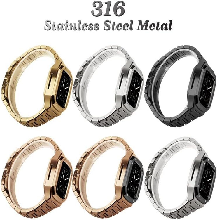 Kit de modificação de luxo Cnhkau para banda de estojo Apple Watch 45mm 41mm/40mm 44mm Mod Metal Watch Case para iwatch Series 8 7 6 SE 5 4