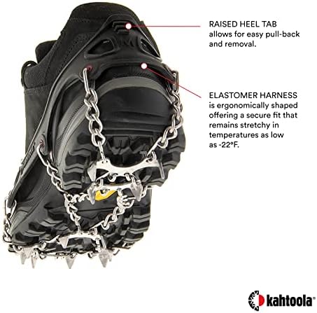Kahtoola Microspikes Tração de calçados para caminhada de trilha de inverno e montanhismo de gelo
