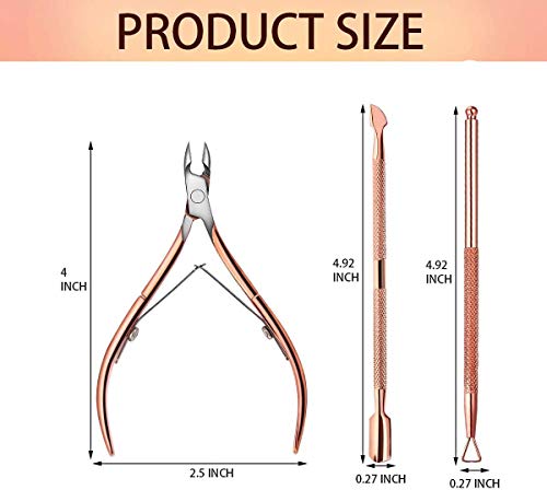 Aparador de cutículas com conjunto de ferramentas de manicure de pushcher cuticle, removedor de cutículas de tanpius cuticle cutícula de cutícula de aço inoxidável