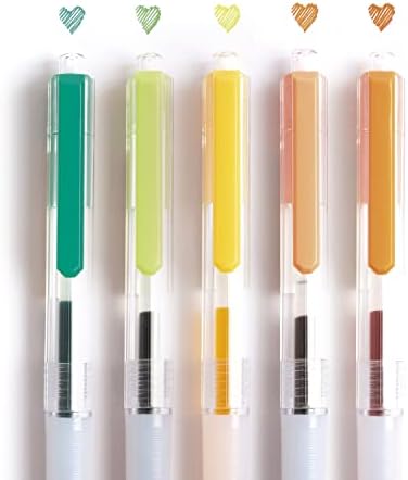 XIZE SH Pens colorido retrátil Ponto fino de 0,5 mm, 5 canetas de gel colorido para o diário