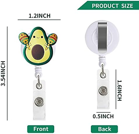 Dlrich Belge de abacate fofo, porta -retratos de cartões de identificação retrátil com clipe, nomes de enfermeiro clipe de crachá de 26 polegadas, presentes retráteis do cordão para enfermeiro médico consultório