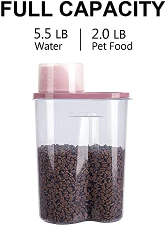 Greenjoy 2 pacote 2lb/2.5l Recipiente de armazenamento de alimentos para animais de estimação com copo de medição, pode tampas