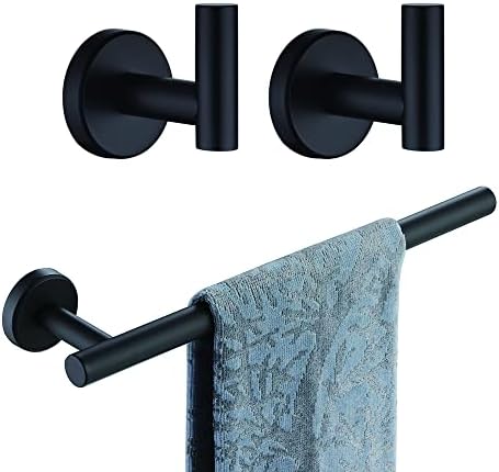 JQK Hand Towel Towel Ring preto, engrosse 8mm 304 Banheiro de aço inoxidável Barra de toalha de mão, cabide de toalha