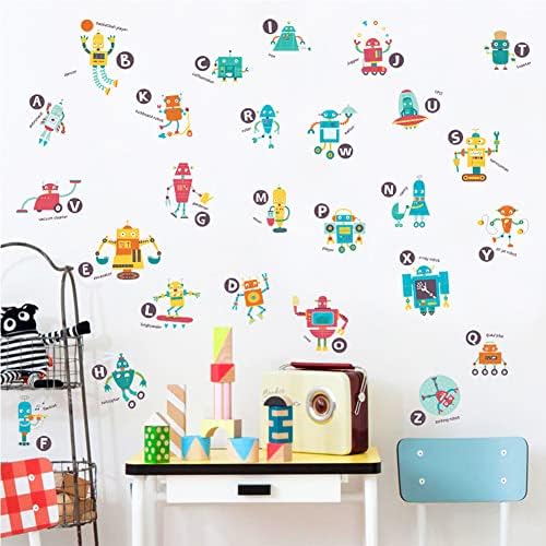 Robôs decalques de parede adesivos de arte educacional de parede adesivos de decalques à prova d'água para decoração de parede de berçário de sala de aula para crianças meninos quarto decoração de parede