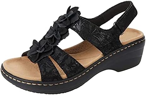 Sandálias de verão femininas do XIPCOKM com Arco Suporte Hook & Loop Outdoor Sandal Casual Ruched Wedge Slides Presente para namorada