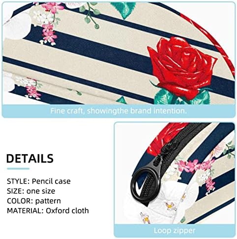 Bolsa de maquiagem de viagem, bolsa de cosméticos Caso organizador, para mulheres para produtos de higiene pessoal, pincéis, floral listrado de flores rosa floral
