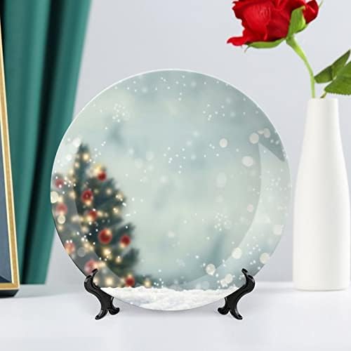 Blurry Christmas Tree Snow Cerâmica Decorativa Placa com exibição Pendurada penduramento de aniversário Casamento Presentes festivos