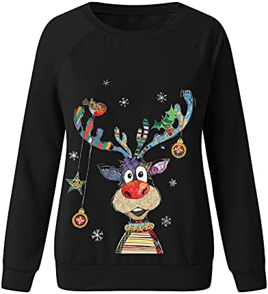 Fragarn Womens But uma camisa de manga longa da moda feminina de lazer de natal de lazer de Natal de pullover de manga comprida