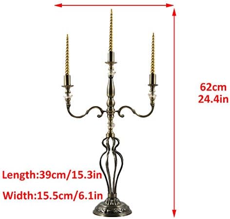 Candelas de piso de ferro em pé Stand Stand 3 Arms Metal Vella Sticks Altura de Bronze 24.43in/62cm Setas de vela em pé para