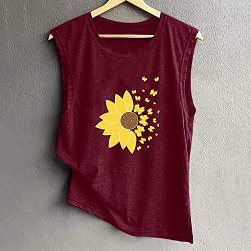 Tanques de girassol tampas femininas camisetas gráficas de girassol camisetas de verão com estampa floral sem mangas camisetas