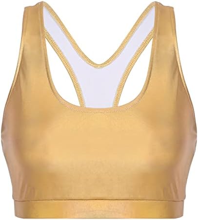 Yeahdor Mulher Metallic Sport Sports Bra Top Top Cross Back Workout Yoga Bra Athletic Tee Crop Top