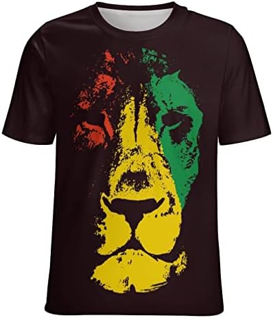 Rasta Lion Head Men's Short S-Shirt Classic Tee Crewneck Top