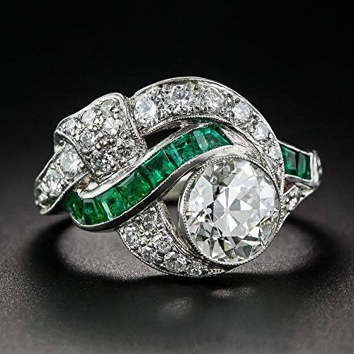 Sapphire White Sapphire e Emerald Ring Jewelry de noivado de casamento de anel de esmeralda