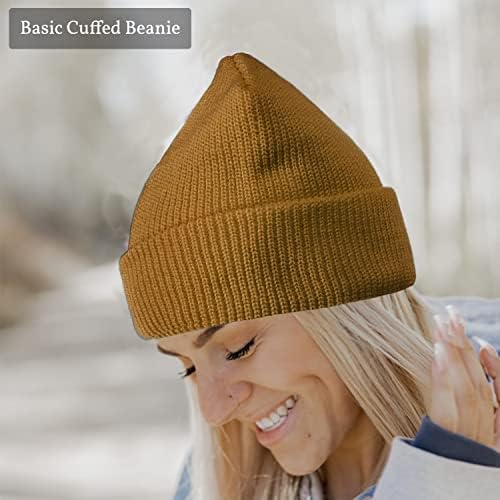 Voilipex unissex inverno malha quente gorro chapéu com punho com nervuras chapéu de tapão de tapão de tapão para mulheres