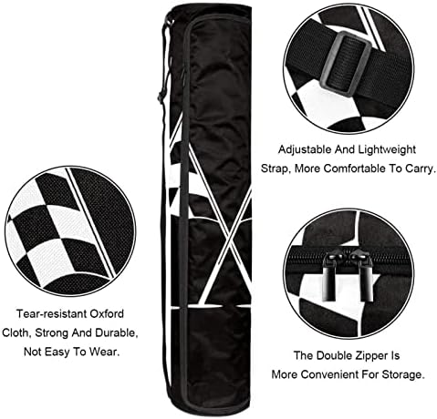 Bolsa de tapete de ioga, bandeira quadriculada preta Exercício de ioga transportadora de tape