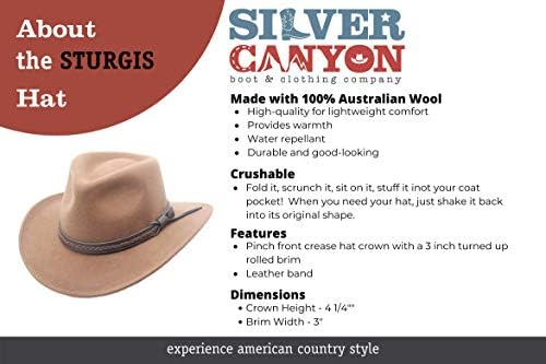 Sturgis Crushable Wool Felt Outback Style Western Cowboy Hat by Silver Canyon
