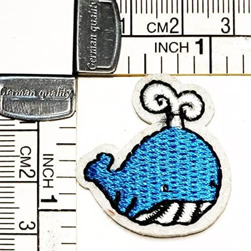 Kleenplus 2pcs. Mini Dolphin Baby Dolphin Bordado adesivo de tecido de teclado azul de cartoon de cartoon em costura em lembranças de presente de retomar o logotipo de vestuário jeans jaquetas bochechas