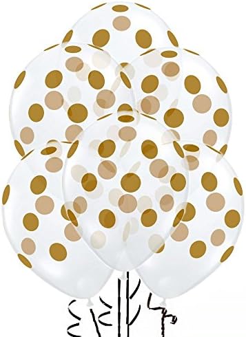 Balloons de polka PMU Partytex 12in Premium Latex Cristal claro com pontos de ouro impressos de todos os pontos PKG/12