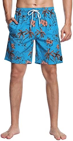 Axesea masculino masculino elástico shorts de natação seca rápida com bolsos de roupas de banho de roupas de banho sem malha