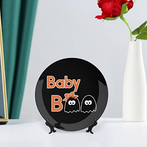 Baby Boo Placas decorativas redondas de pratos de cerâmica com estandes de exibição para decoração de casamento em casa