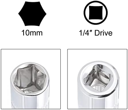 Conjunto de acessórios de soquete UXCELL de 2 PCs, 1/4 Drive 10 Spinner Nut Driver Drive 10mm 6-Ponto Deep Socket