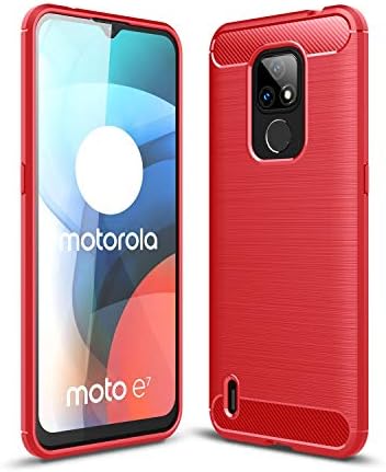 Caso de proteção de proteção Caso de proteção compatível com Motorola Moto E7 2020 Caso Caso Fibra de carbono Textura