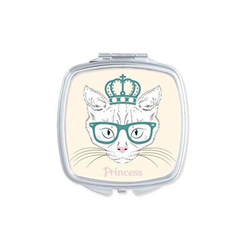 Crown Glass White Cat Princesa Espelho Portátil Compact Pocket Maquia