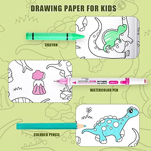 Rolo de desenho infantil, rolo de cor para crianças de 118 × 11,8 com lápis de 12 pcs, papel para colorir e pintura
