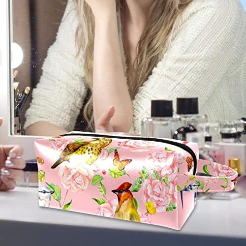 Bolsa de maquiagem à prova d'água, bolsa de maquiagem, organizador cosmético de viagem para mulheres e meninas, rosa rosa borboleta