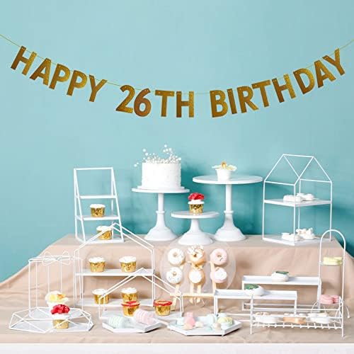 Feliz 26º aniversário Banner ， PreStung ， Não é necessário montagem ， 26º aniversário de decoração de festas ， Garlandes de papel