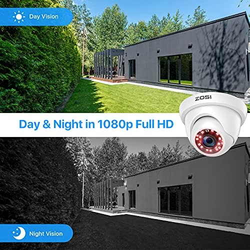 Zosi H.265+ Sistema de câmeras de segurança 16CH 1080p, DVR híbrido de 16 canais e câmeras de vigilância de 16 x 1080p de 1080p