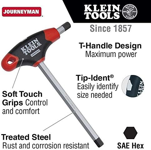 Klein Tools JTH610E Handle Handle Handle Conjunto, Tamanhos de Inch SAE Clear Allen Conjunto com lâminas de 6 polegadas, suporte incluído,
