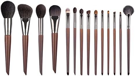 Escova de maquiagem SLNFXC Conjunto de 14 ferramentas de beleza de alça de madeira Um conjunto completo de escovas de maquiagem