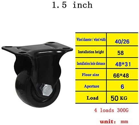 Yzjj 1,5 polegadas/2 polegadas/3 polegadas de serviço de nylon preto pesado, com placa superior, sem rodas de ruído, capacidade