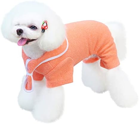 Camisinho de cachorro izével Roupos de cachorro outono inverno quente camisa de suor 4 pernas Pijamas de macacão com fita Sweater