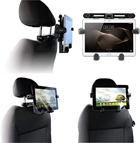 A apoio de cabeça do tablet portátil da Navitech no carro compatível com o Samsung Galaxy Tab S6 Lite 10.4