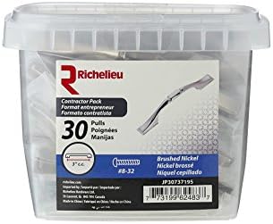 Richelieu Hardware - JP30737195 - Caixa de 30 - pacote de 30 puxadores de alça de metal tradicional - 3073 - acabamento de níquel escovado