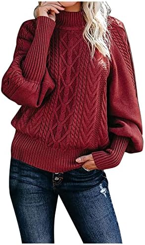 Suéteres femininos de Ymosrh feminino casual suéter de cor sólida colorida cura do pescoço redondo de manga longa de mangas