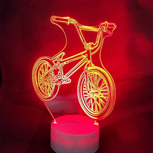 Molly Hieson 3D Bike Bicycle Car Noite de mesa de mesa leve Decor mesa mesa de ilusão de ilusão óptica 7 luzes de cor Luzes
