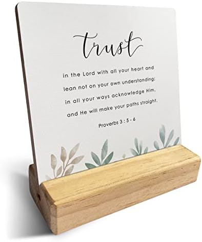Country Trust no Senhor com todos os seus coração Bíblia Versículos de madeira Placa de madeira Decoração de mesa Rústico Provérbios