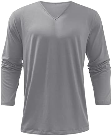 XXBR Men's V Neck Bottoming Camisetas de manga comprida cor sólida coloração básica Tops Fall Athletic Workout Sports Camual