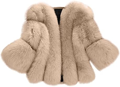 Casacos de pele para mulheres, Jackets de colheita Faux-Fur de inverno colar